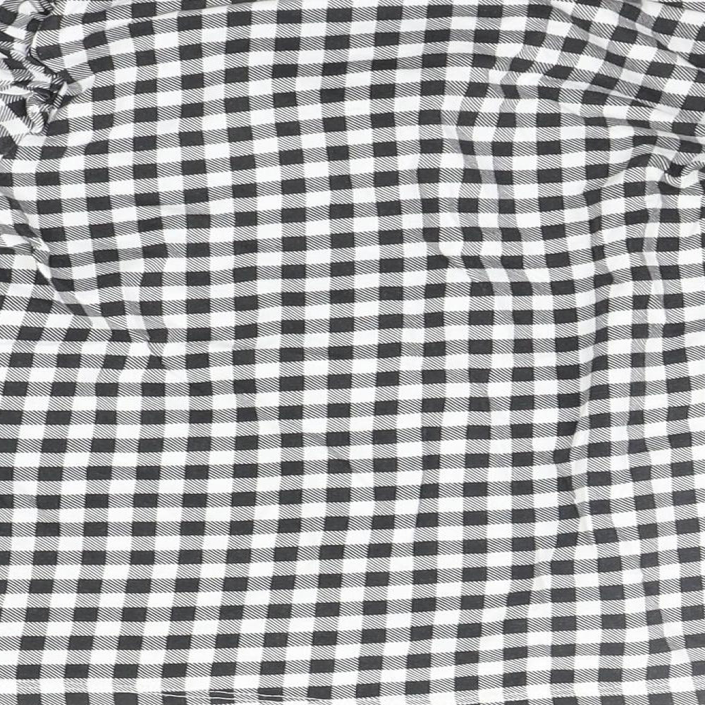 H&M Girls Black Check  Basic T-Shirt Size 7-8 Years