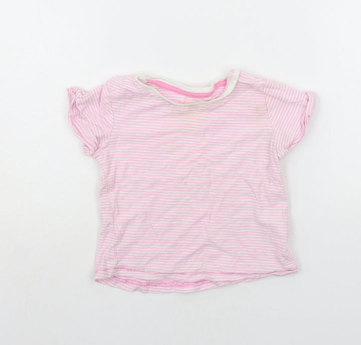 Matalan Baby Pink Striped Basic T-Shirt Size 9-12 Months