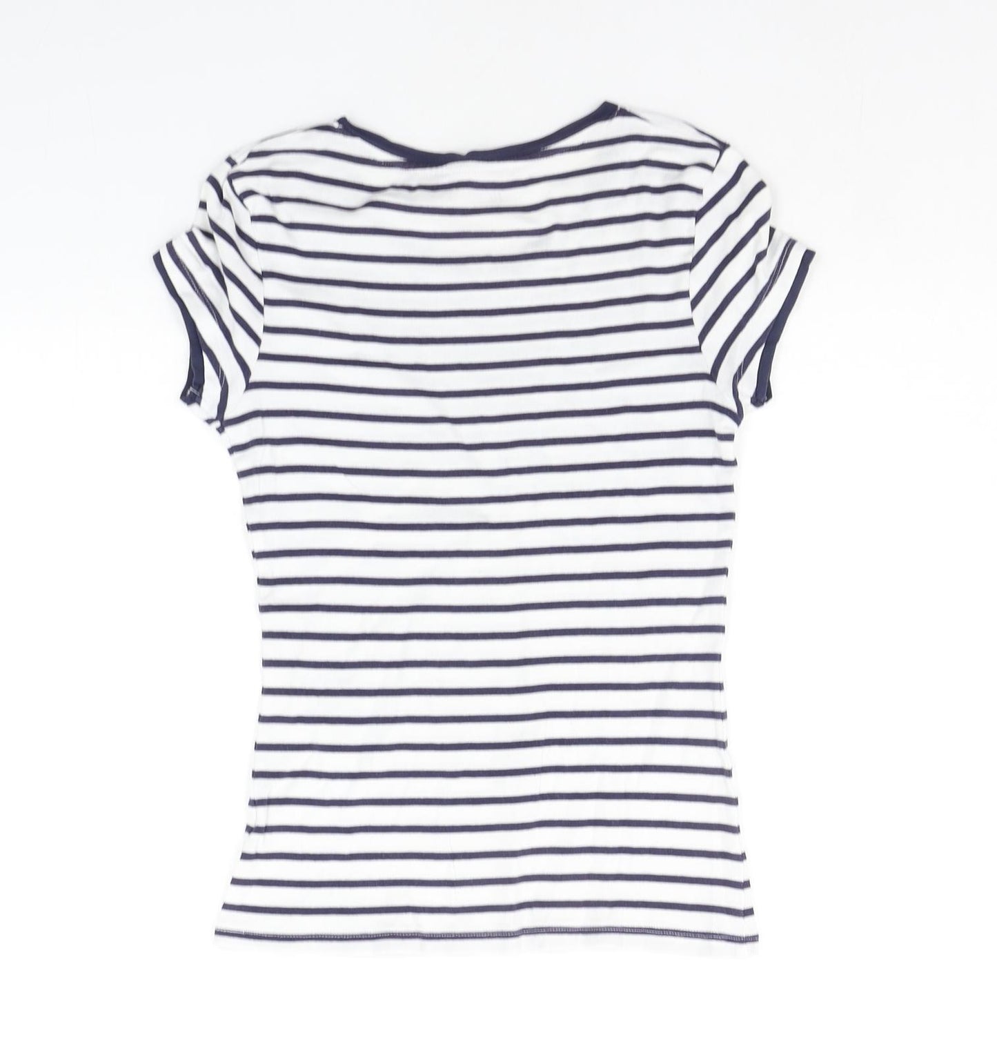 TU Womens Blue Striped  Basic T-Shirt Size 8