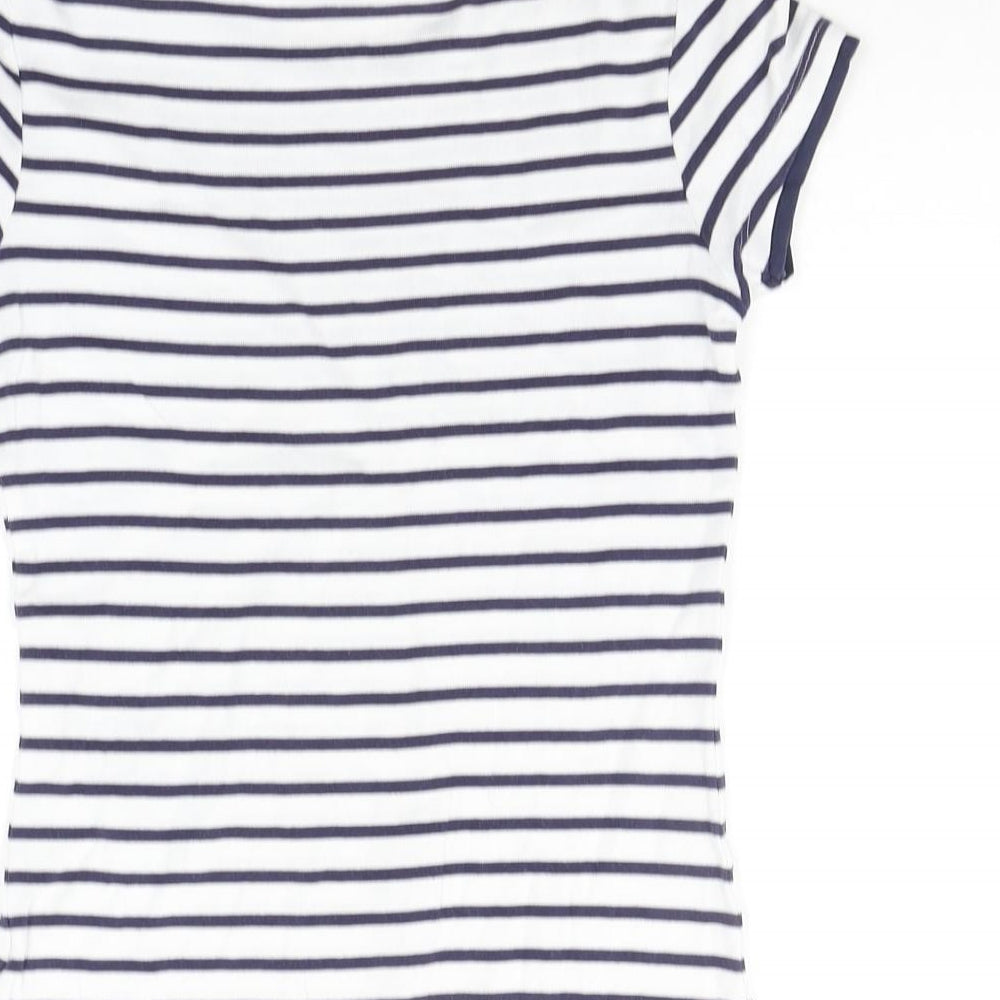 TU Womens Blue Striped  Basic T-Shirt Size 8