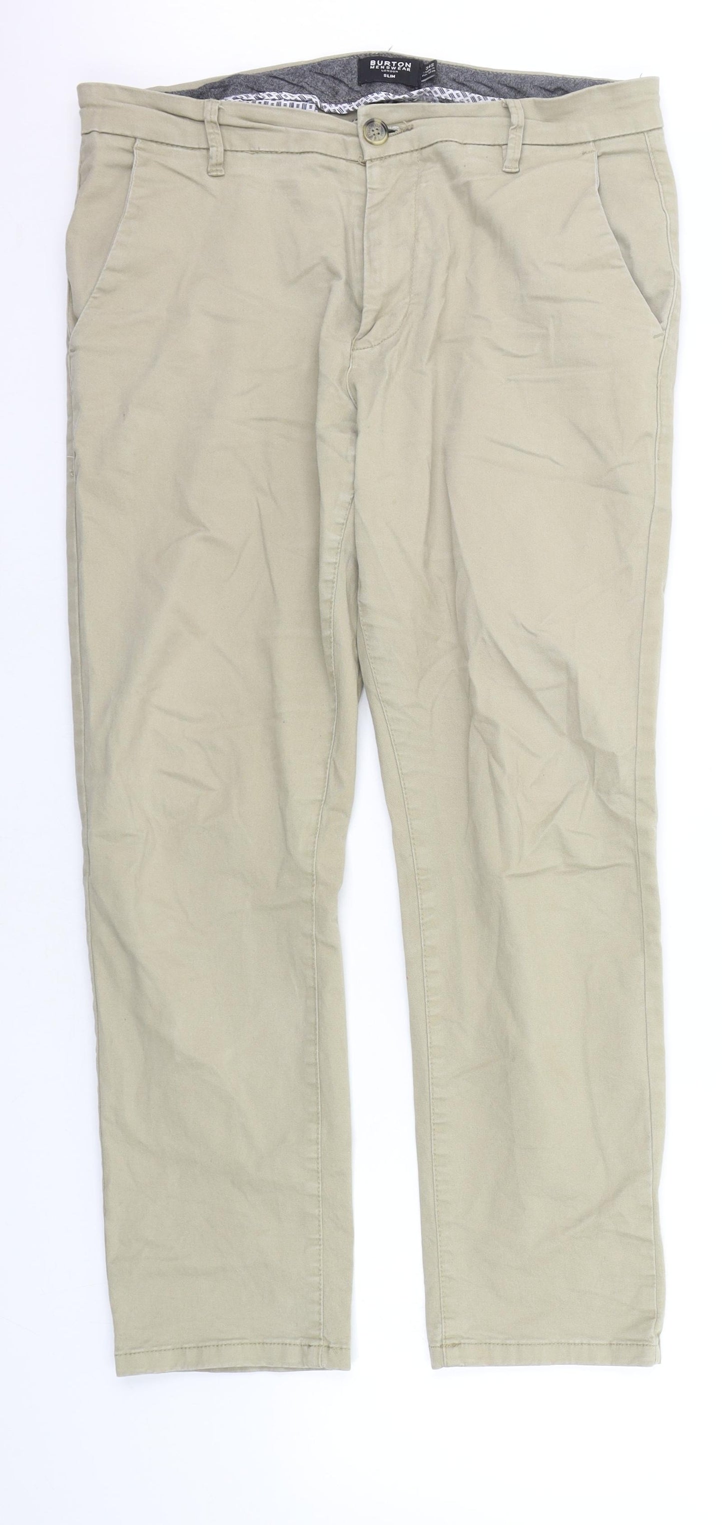 Burton Mens Beige   Trousers  Size 34 in L27 in