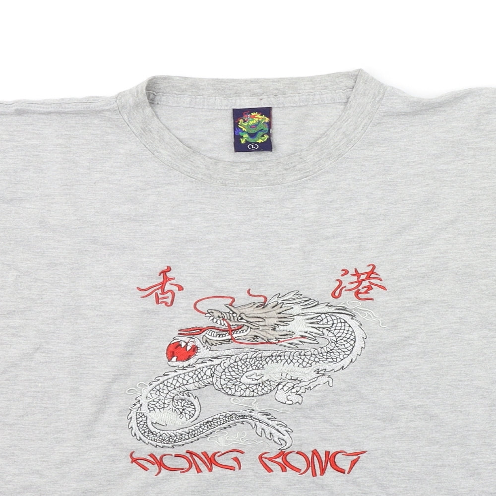 Hong Kong Mens Grey    T-Shirt Size L