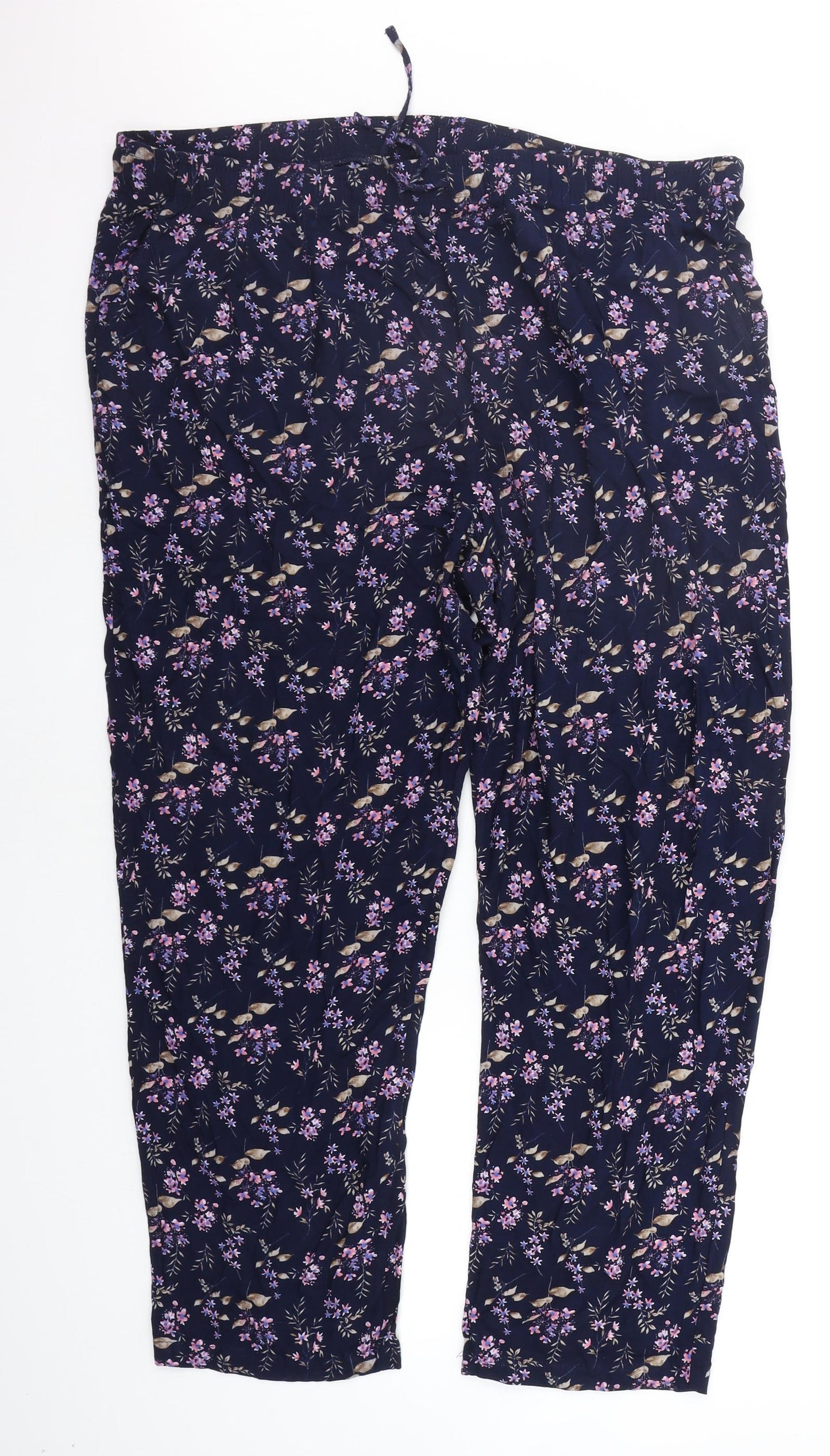 Amber Womens Blue Floral  Top Pyjama Pants Size 24