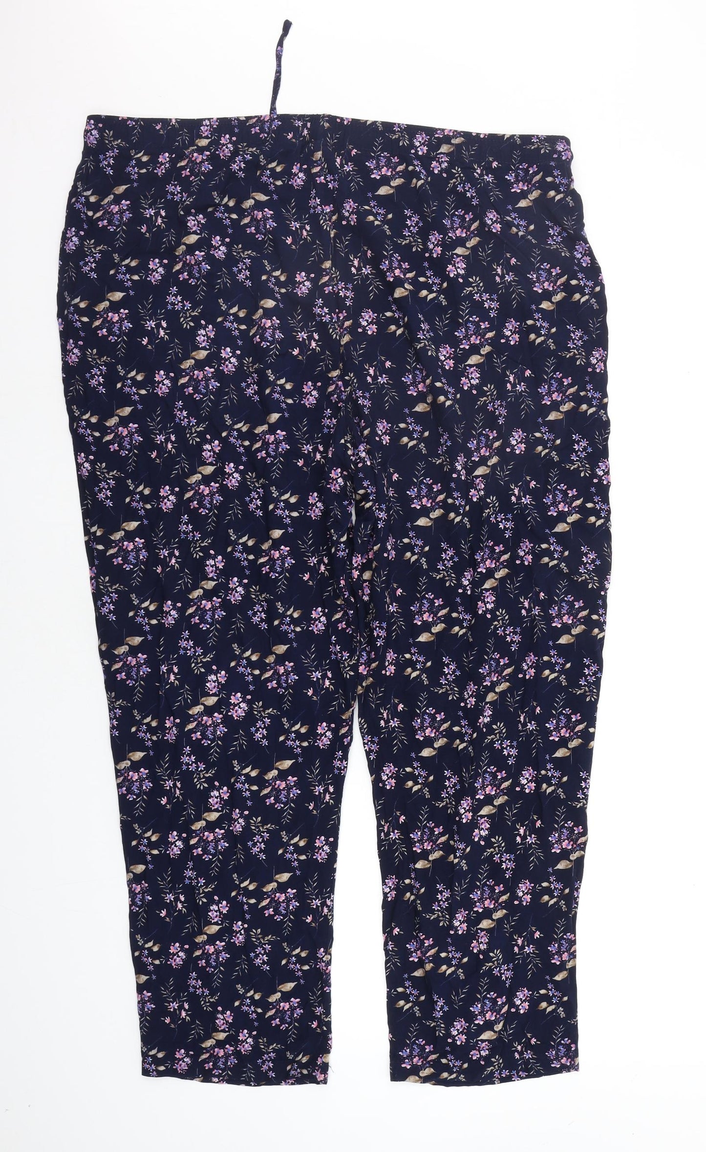 Amber Womens Blue Floral  Top Pyjama Pants Size 24
