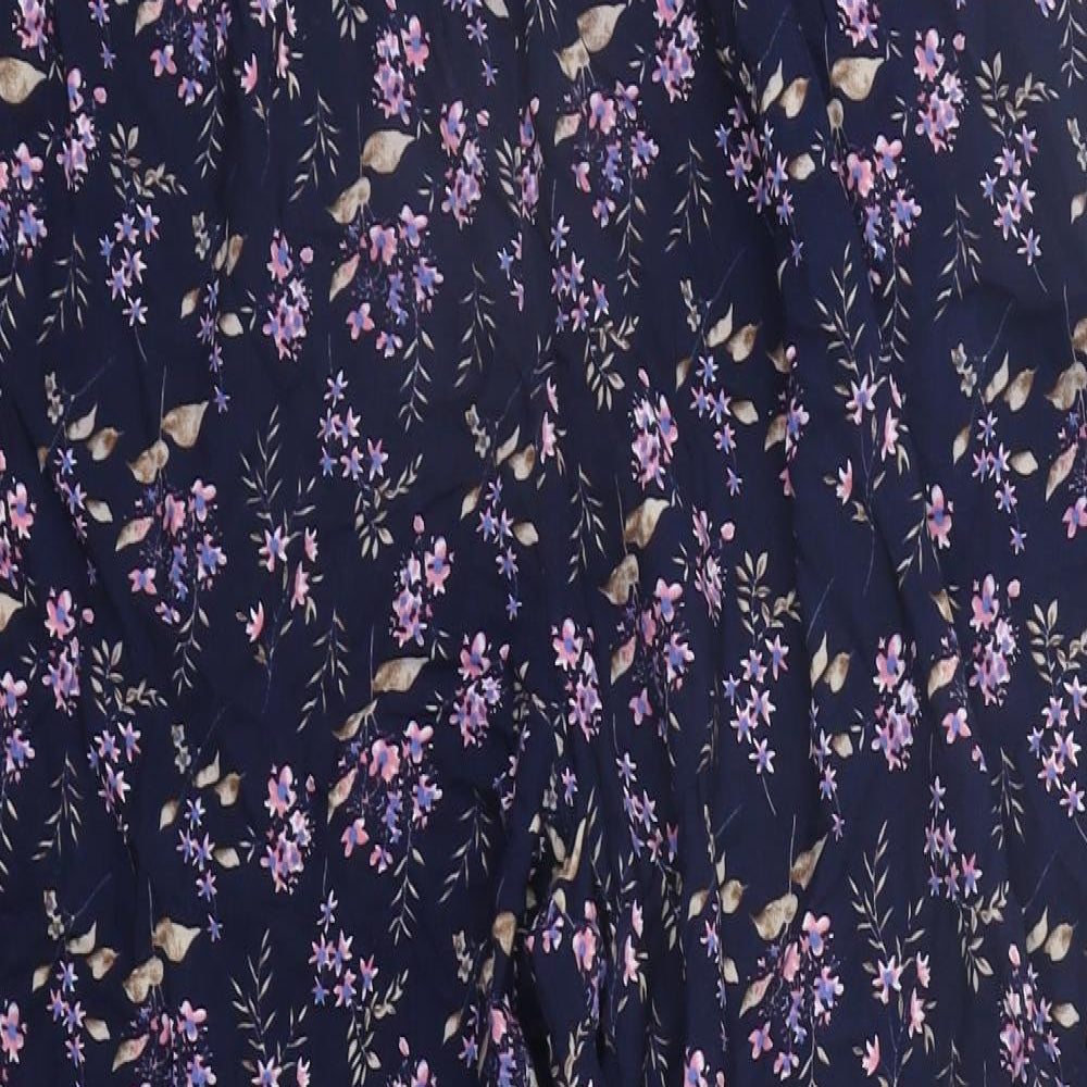 Amber Womens Blue Floral  Top Pyjama Pants Size 24