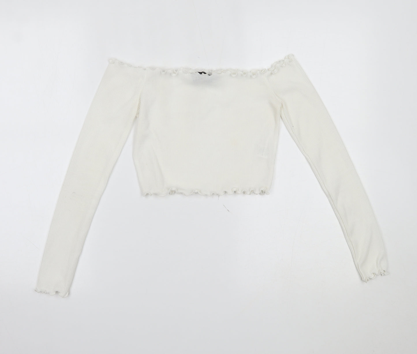 PRETTYLITTLETHING Womens White   Cropped Blouse Size 6