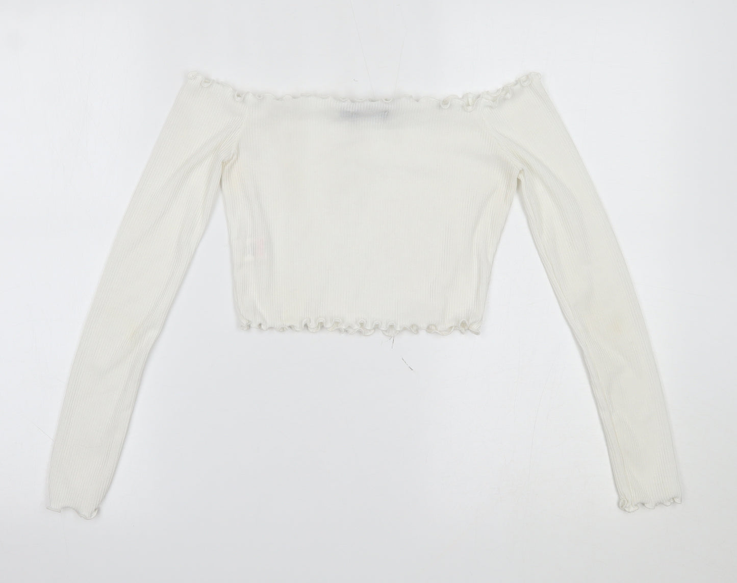 PRETTYLITTLETHING Womens White   Cropped Blouse Size 6