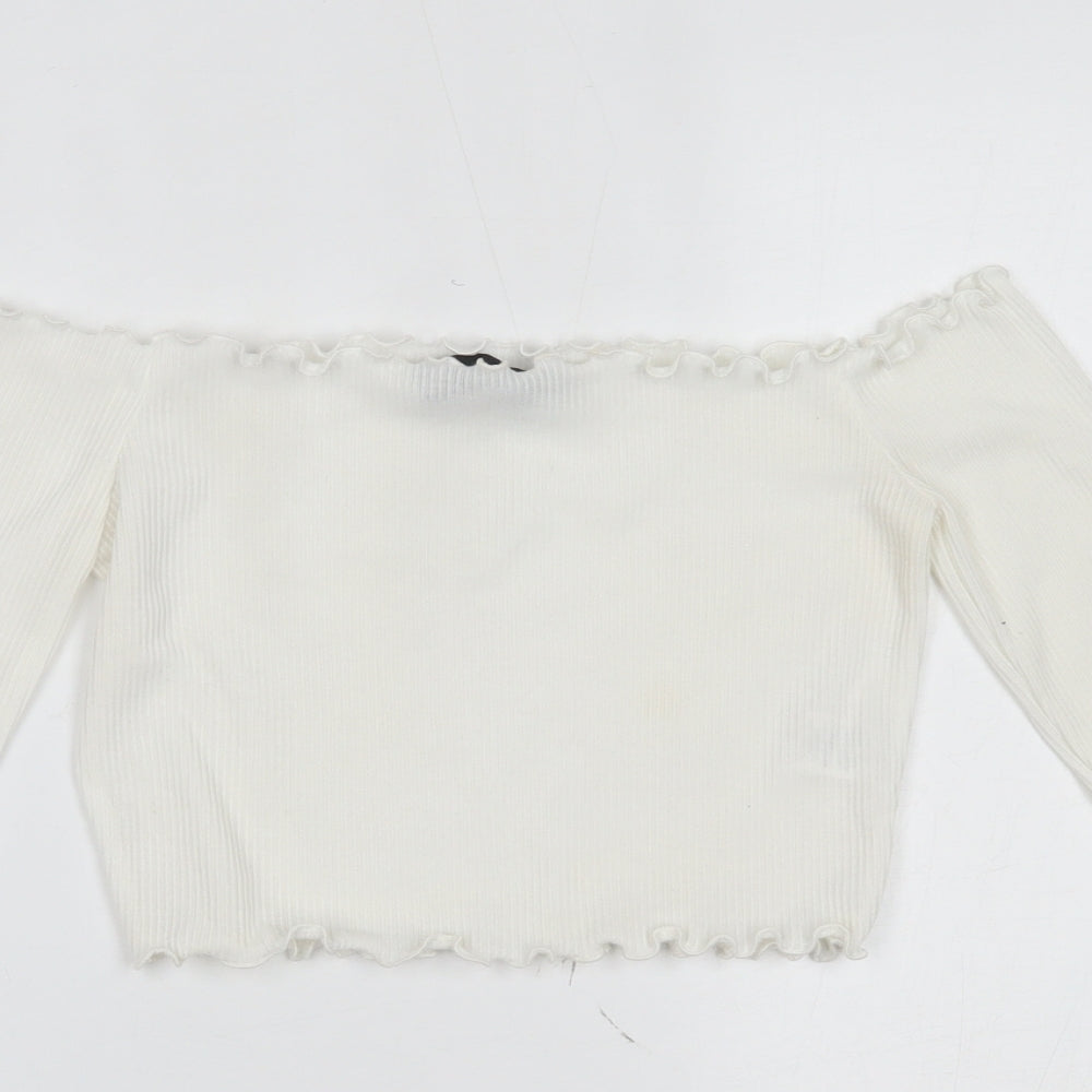 PRETTYLITTLETHING Womens White   Cropped Blouse Size 6