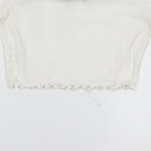 PRETTYLITTLETHING Womens White   Cropped Blouse Size 6