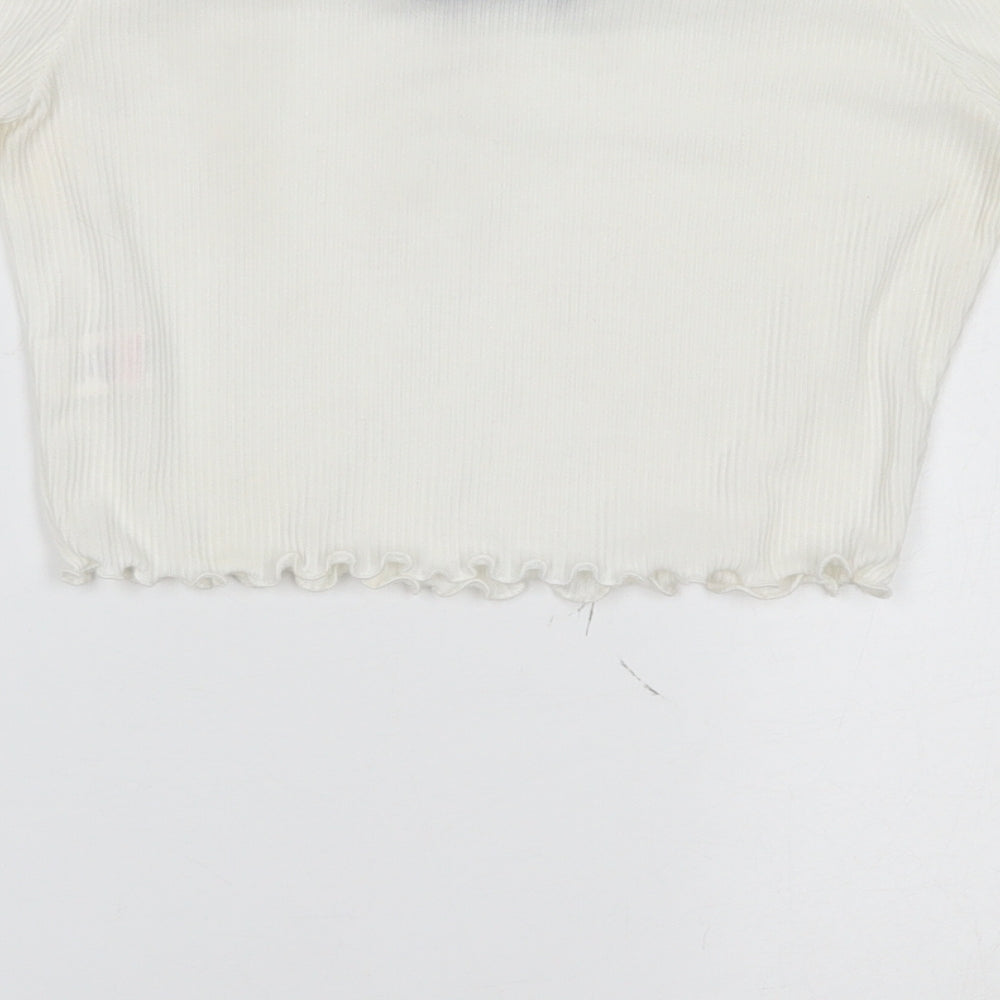 PRETTYLITTLETHING Womens White   Cropped Blouse Size 6