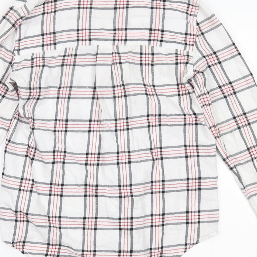 SINSAY Womens White Plaid  Basic Button-Up Size XS