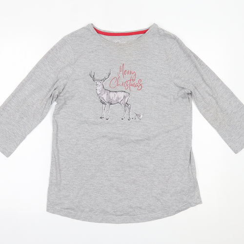 Pretty Secrets Womens Grey Solid  Top Pyjama Top Size 10  - christmas
