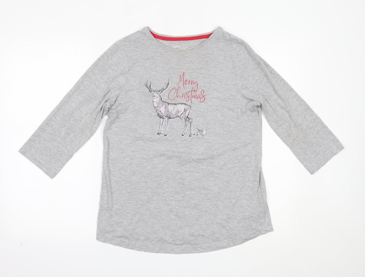 Pretty Secrets Womens Grey Solid Top Pyjama Top Size 10 - christmas