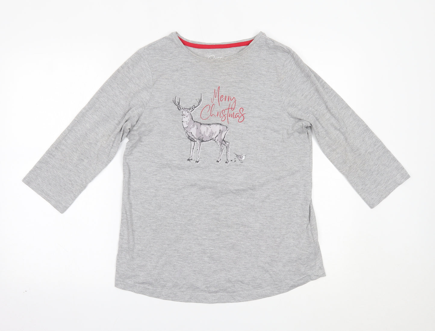 Pretty Secrets Womens Grey Solid  Top Pyjama Top Size 10  - christmas