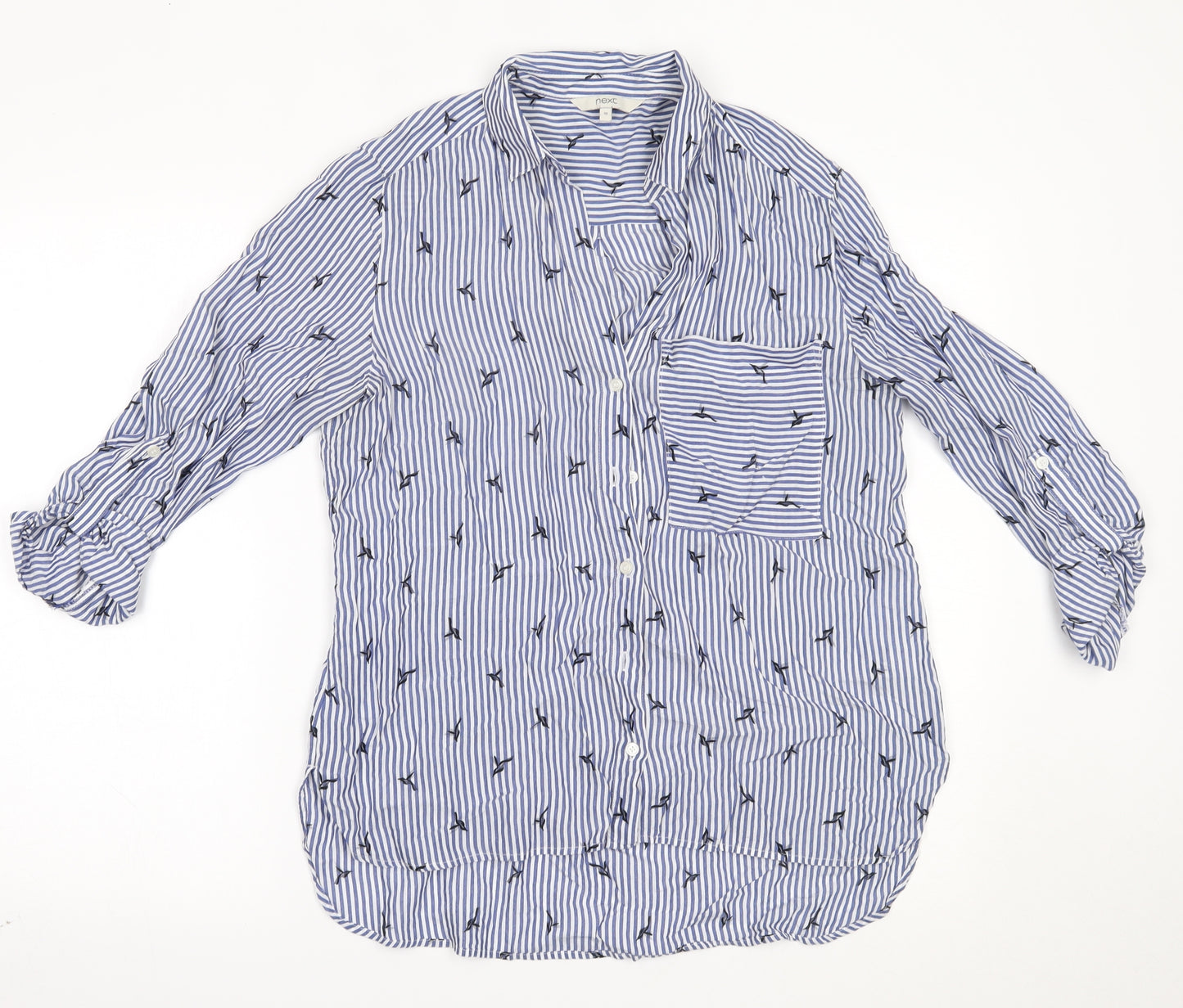 NEXT Womens Blue Striped  Basic Button-Up Size 10