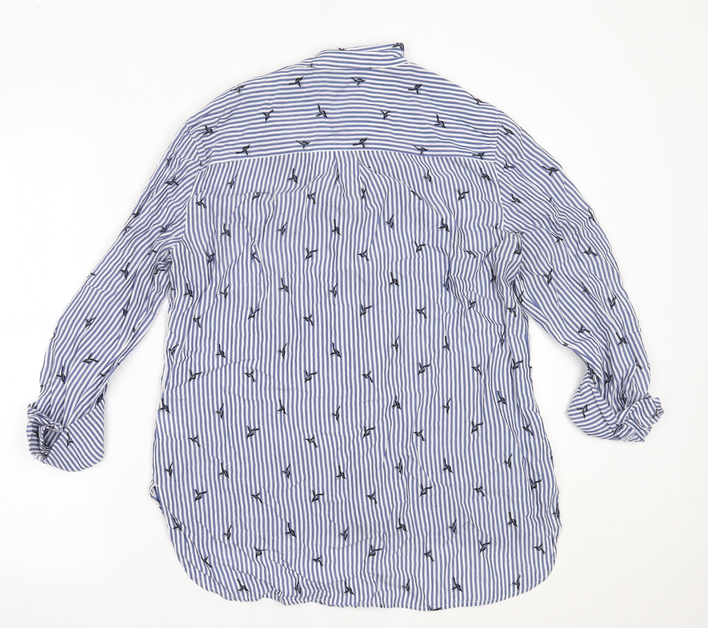 NEXT Womens Blue Striped  Basic Button-Up Size 10