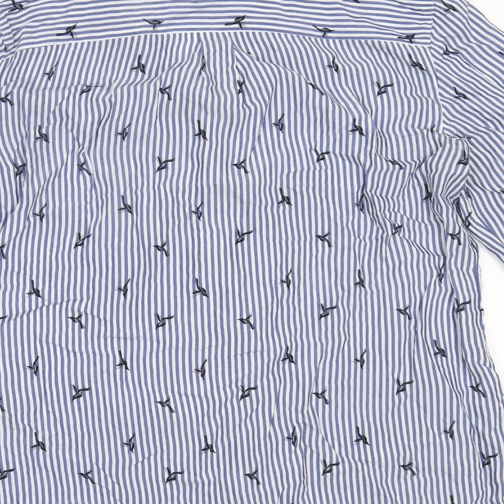 NEXT Womens Blue Striped  Basic Button-Up Size 10