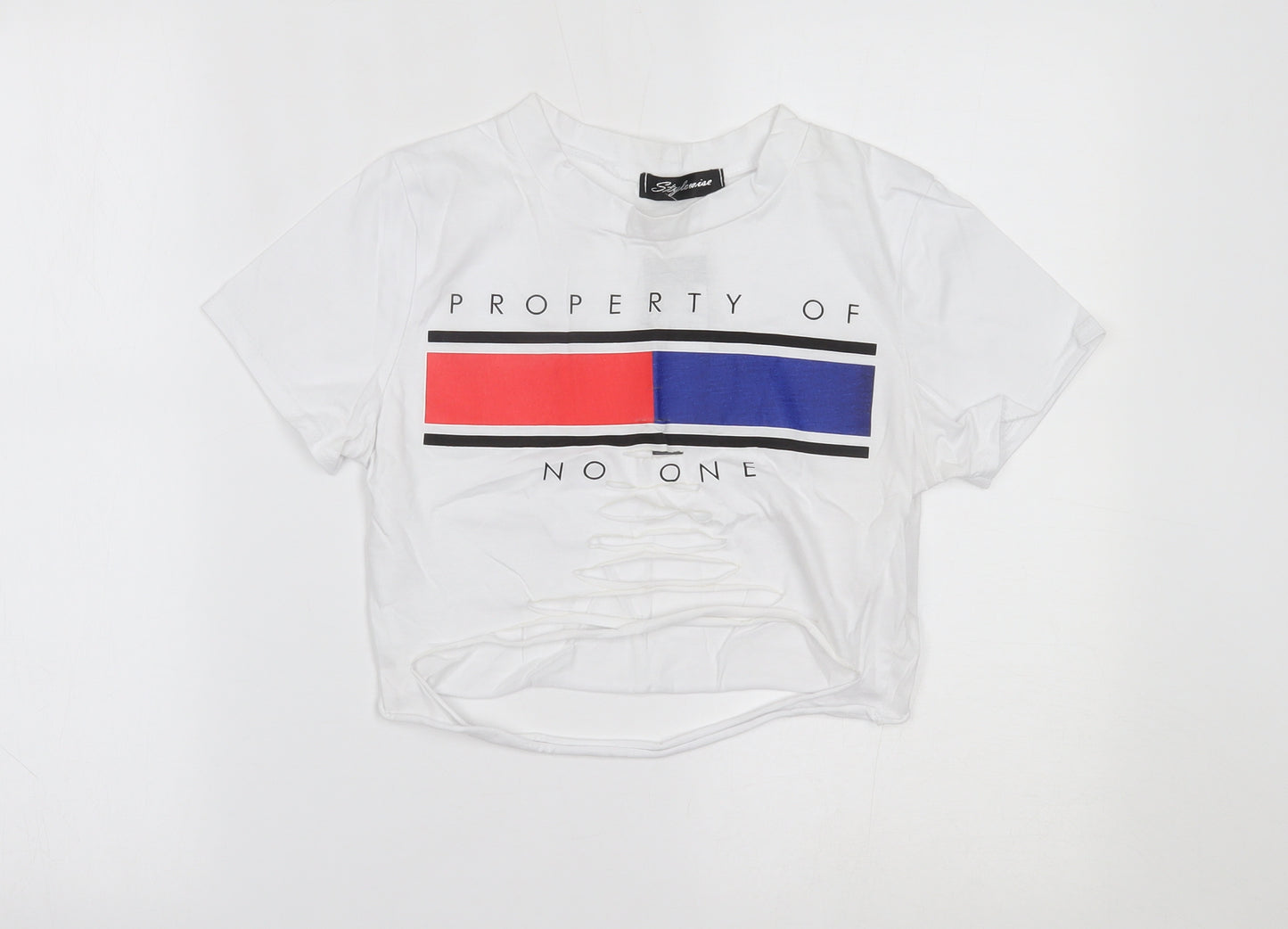 STYLEWISE Womens White   Cropped T-Shirt Size S