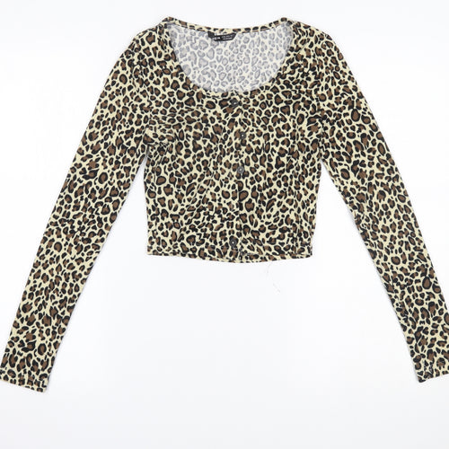 SheIn Womens Brown Animal Print  Cardigan Jumper Size XS