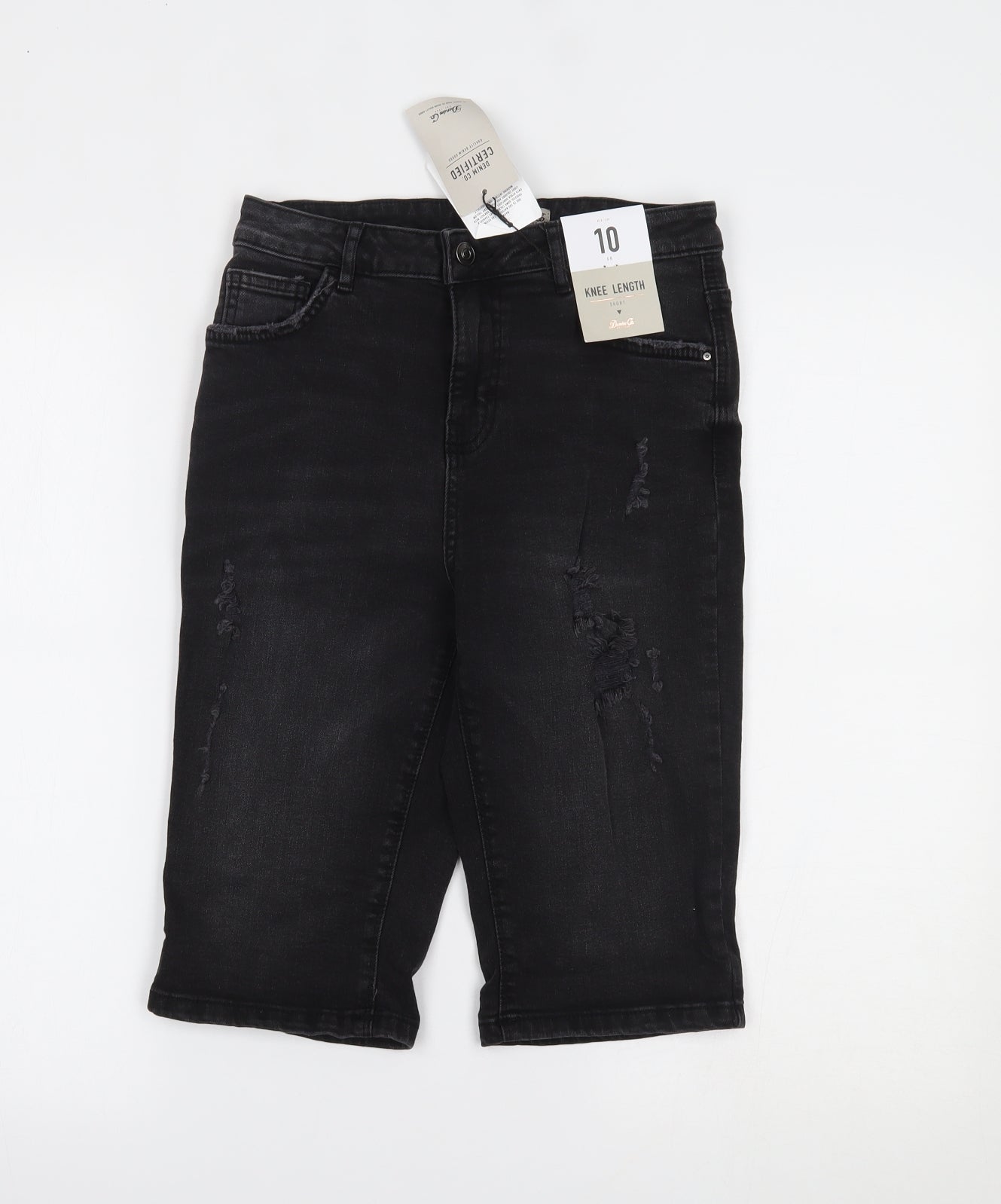 Primark Womens Black  Denim Cut-Off Shorts Size 10