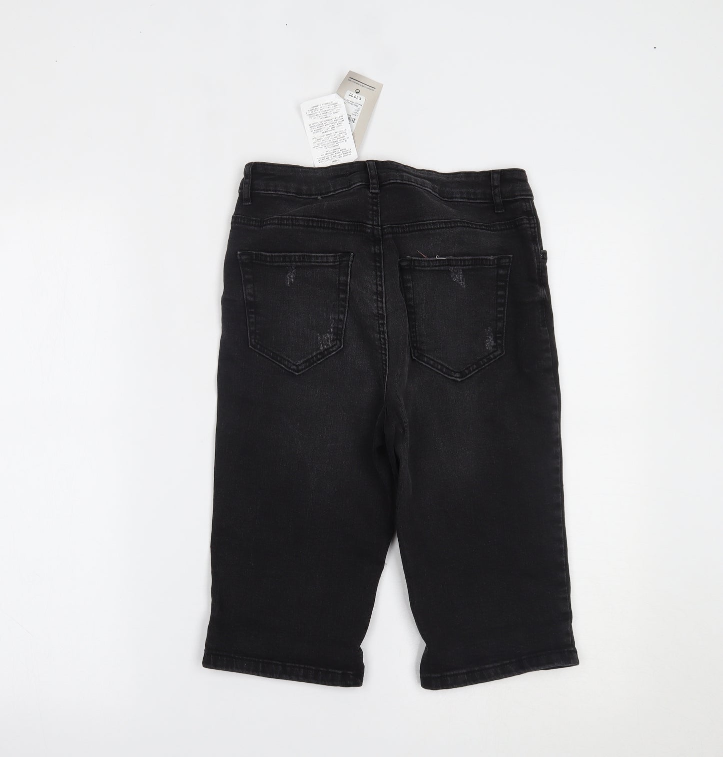 Primark Womens Black  Denim Cut-Off Shorts Size 10