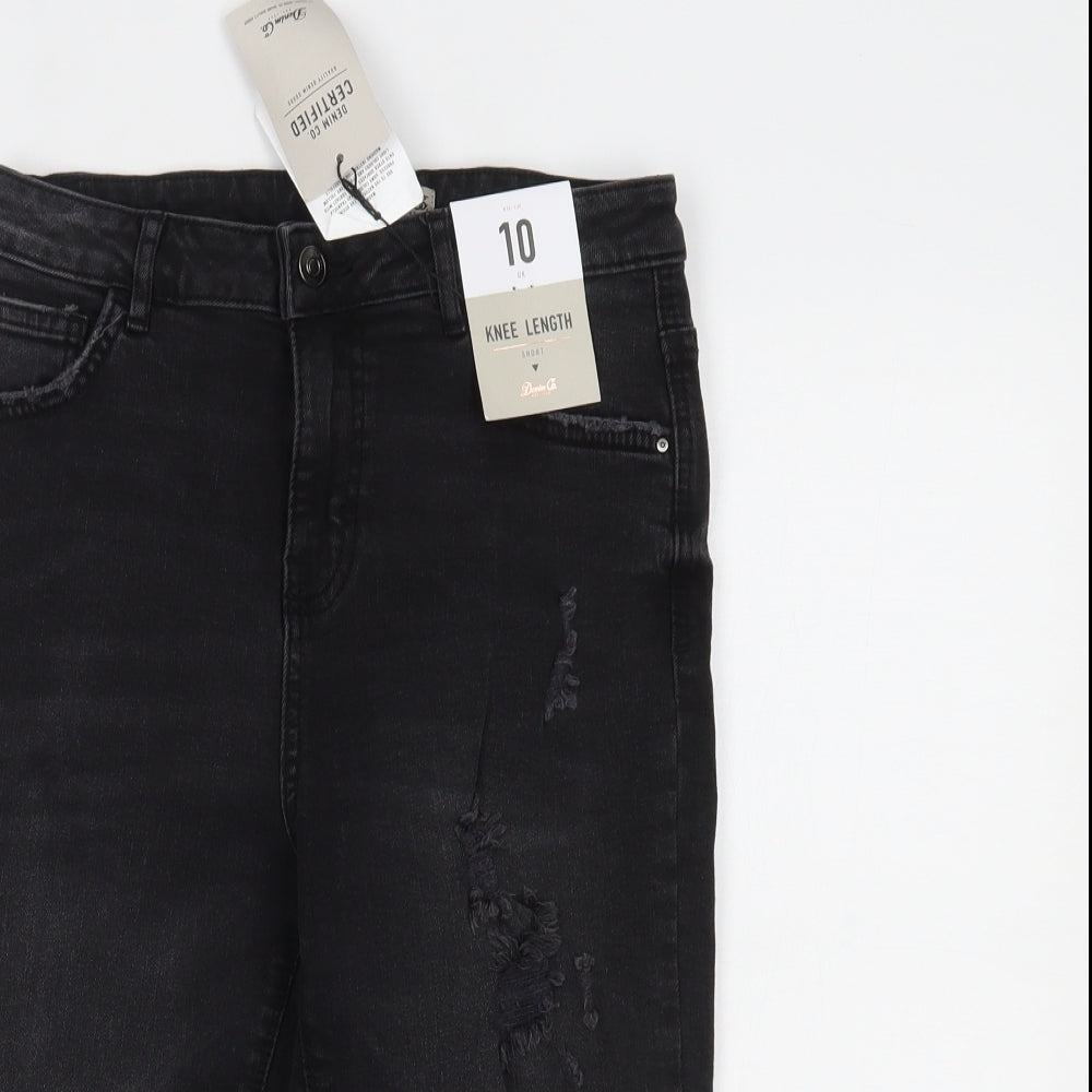 Primark Womens Black  Denim Cut-Off Shorts Size 10