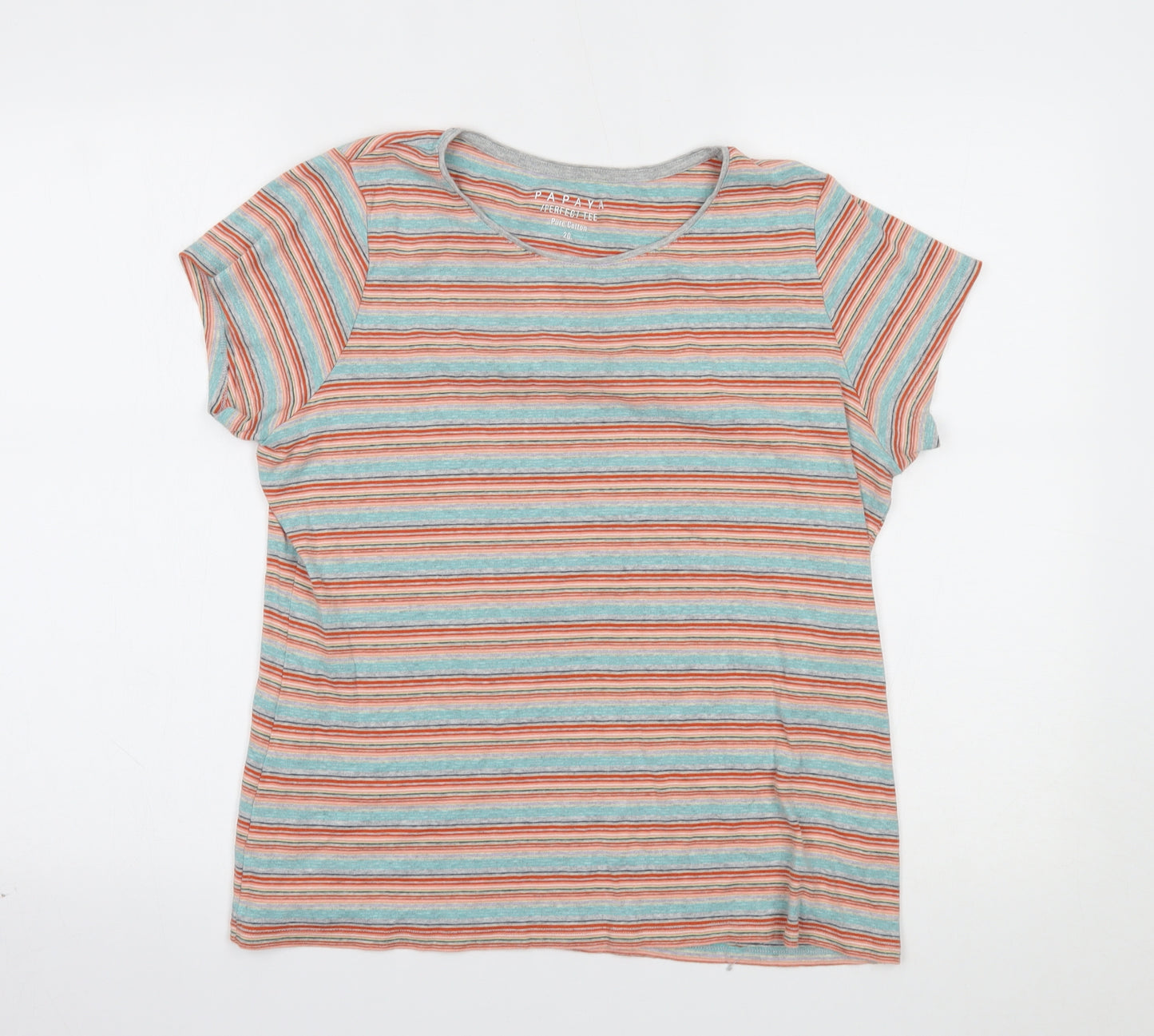 Papaya Womens Multicoloured Striped  Basic T-Shirt Size 20