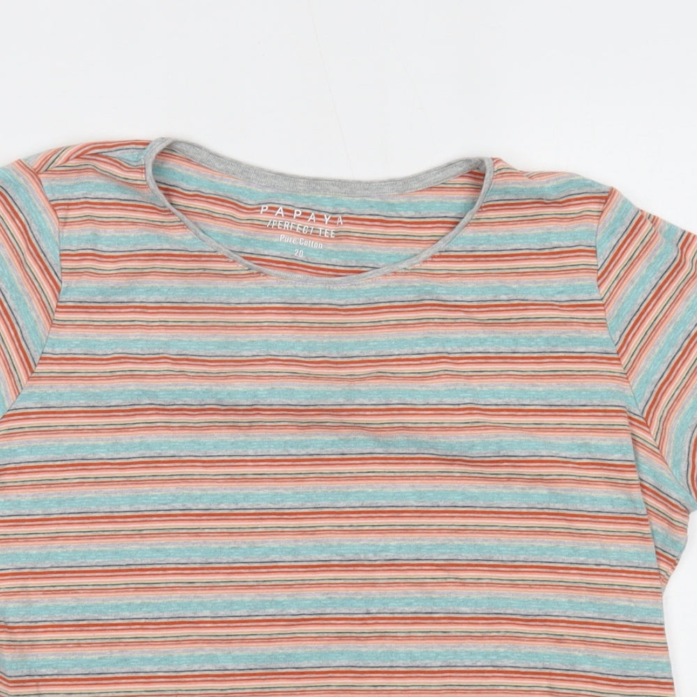 Papaya Womens Multicoloured Striped  Basic T-Shirt Size 20