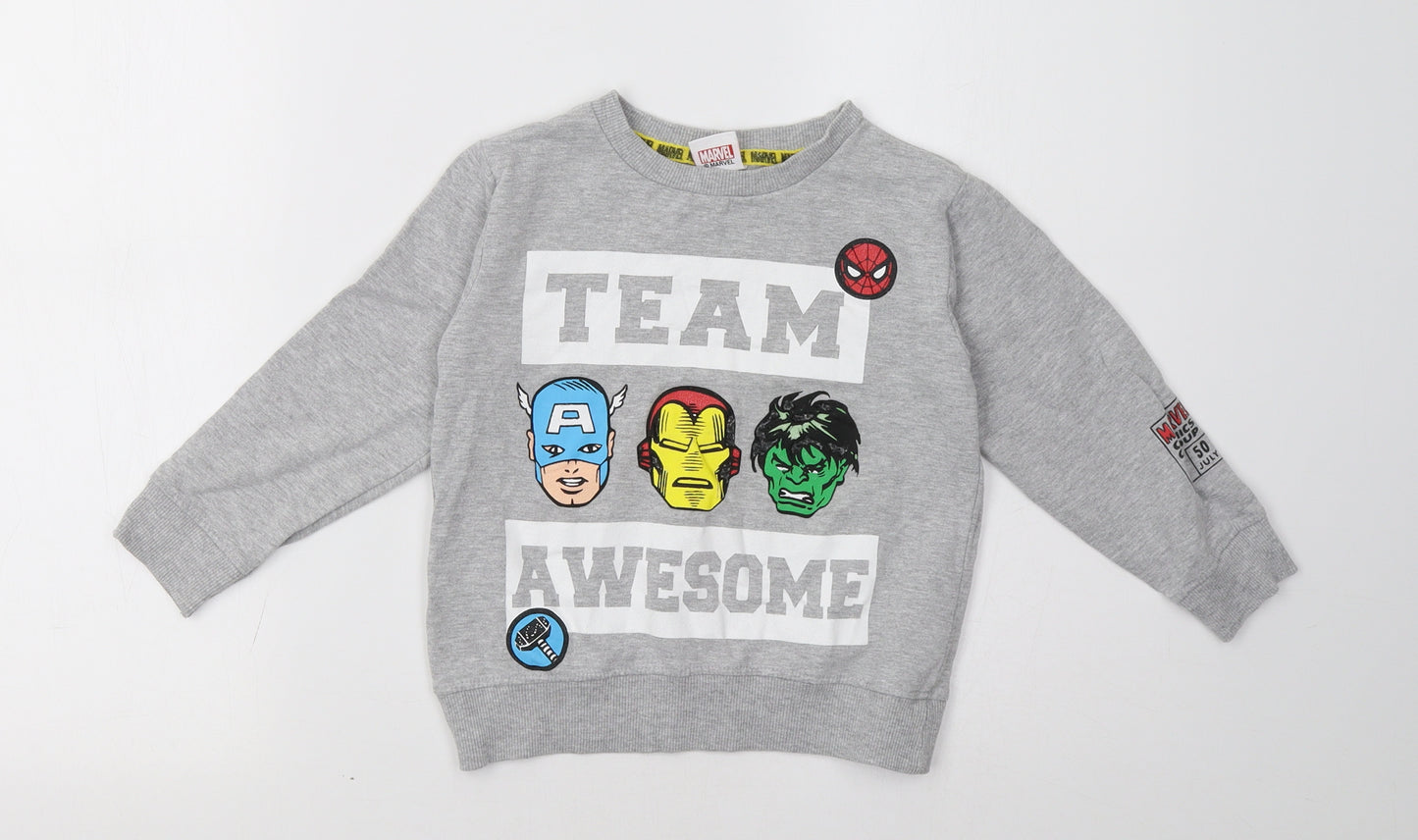 Marvel Boys Grey   Pullover Sweatshirt Size 4-5 Years