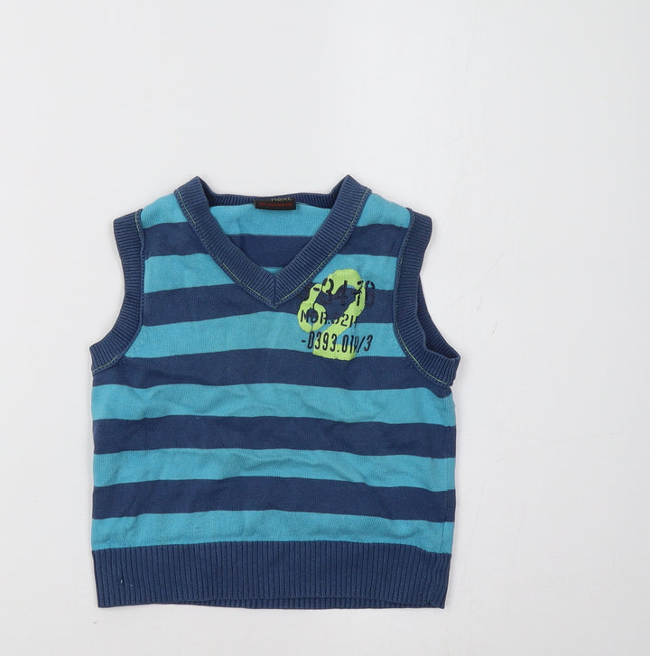 NEXT Girls Blue Striped  Pullover Sweatshirt Size 3 Years