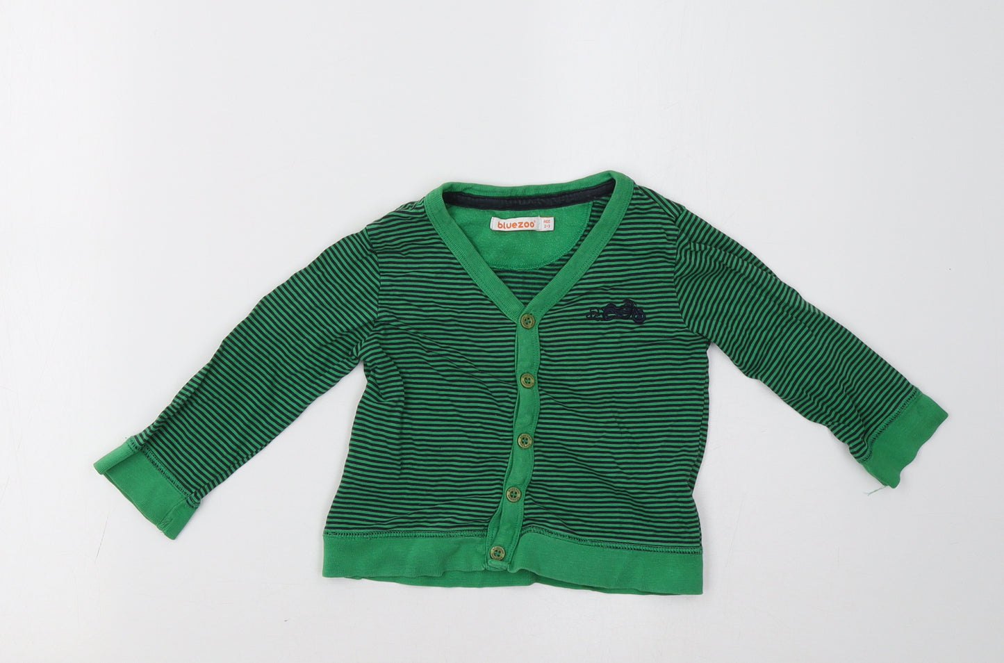 Debenhams Boys Green Striped  Cardigan Jumper Size 2-3 Years