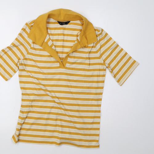 F&F Womens Yellow Striped  Pullover Sweatshirt Size 12