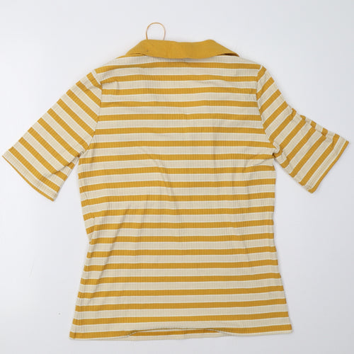 F&F Womens Yellow Striped  Pullover Sweatshirt Size 12