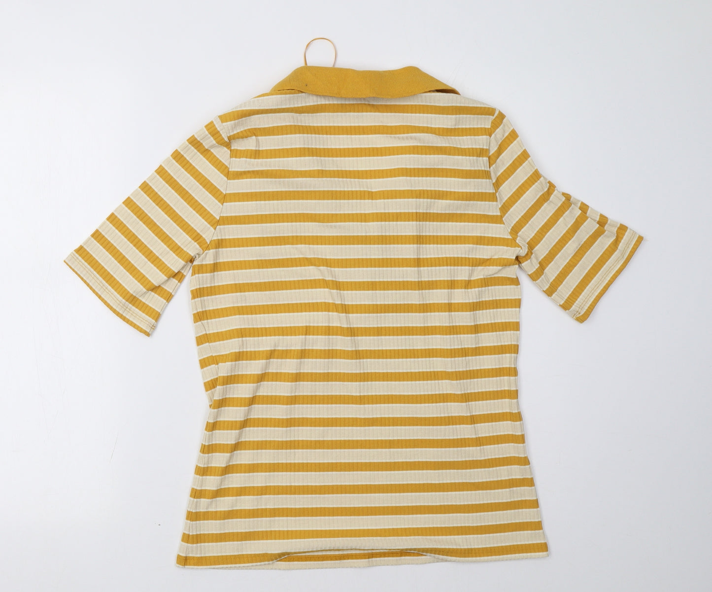 F&F Womens Yellow Striped  Pullover Sweatshirt Size 12