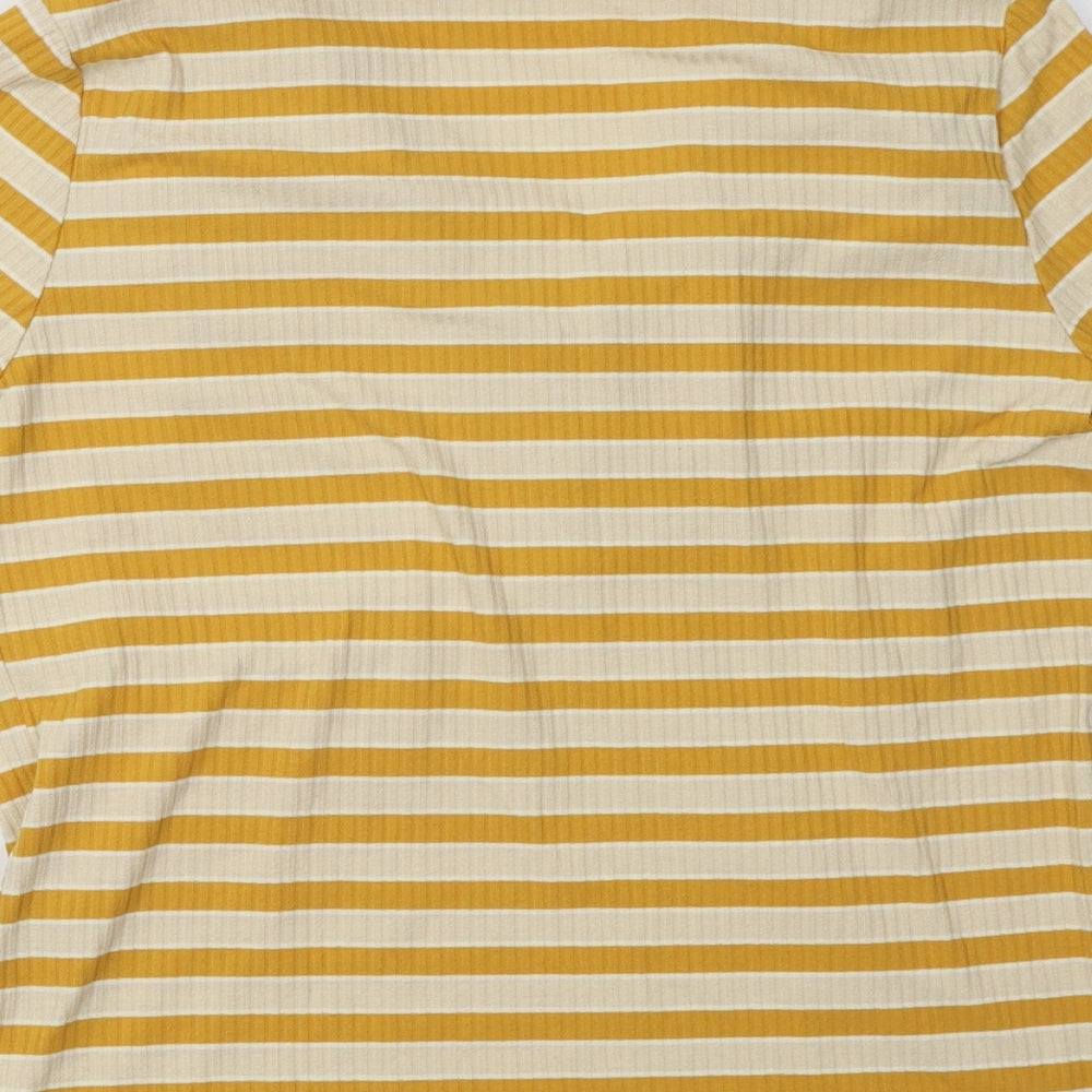F&F Womens Yellow Striped  Pullover Sweatshirt Size 12