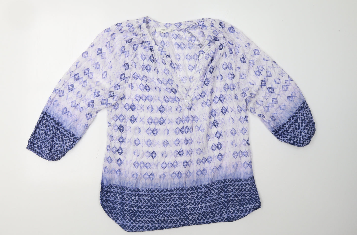 Beach Lunch Lounge Womens Purple Geometric  Basic Blouse Size M