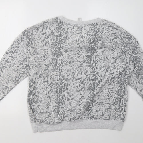 90 Degree Womens Grey Animal Print  Pullover Sweatshirt Size M