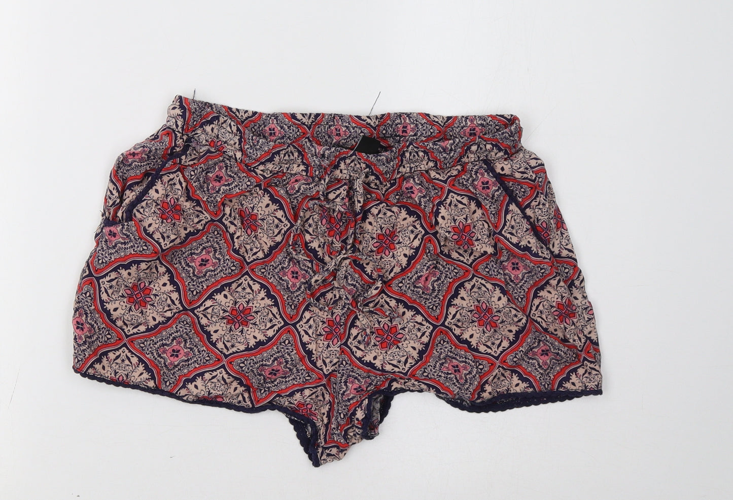 Primark Womens Red Geometric  Sweat Shorts Size 8