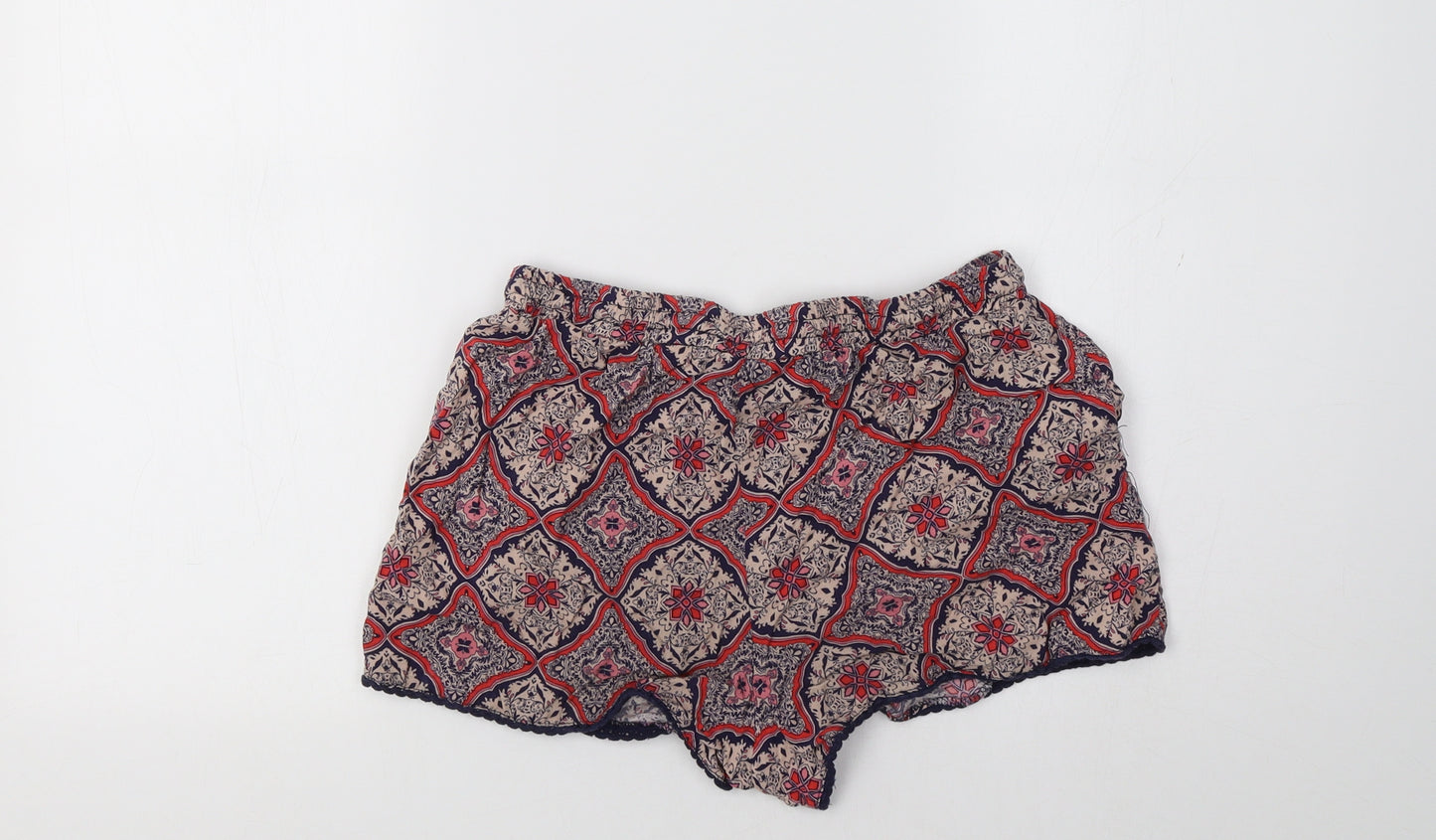 Primark Womens Red Geometric  Sweat Shorts Size 8