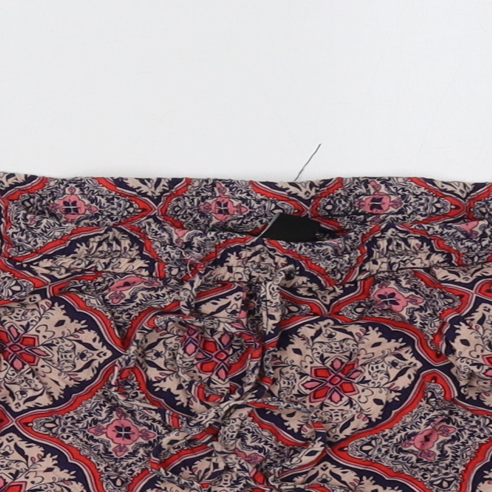 Primark Womens Red Geometric  Sweat Shorts Size 8