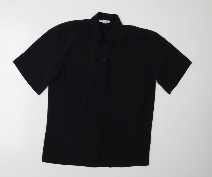 Topshop Womens Black   Basic Button-Up Size 8