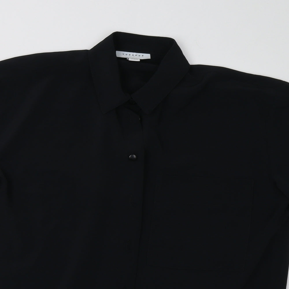 Topshop Womens Black   Basic Button-Up Size 8