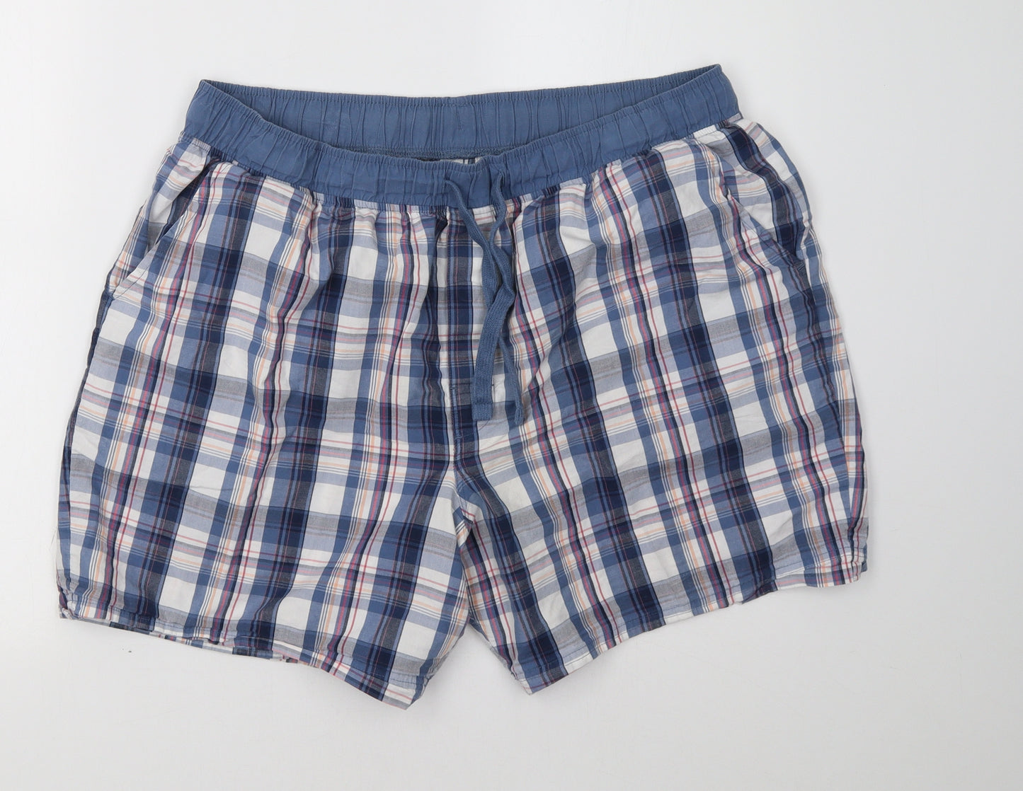 Marks and Spencer Mens Blue Check  Sweat Shorts Size XL