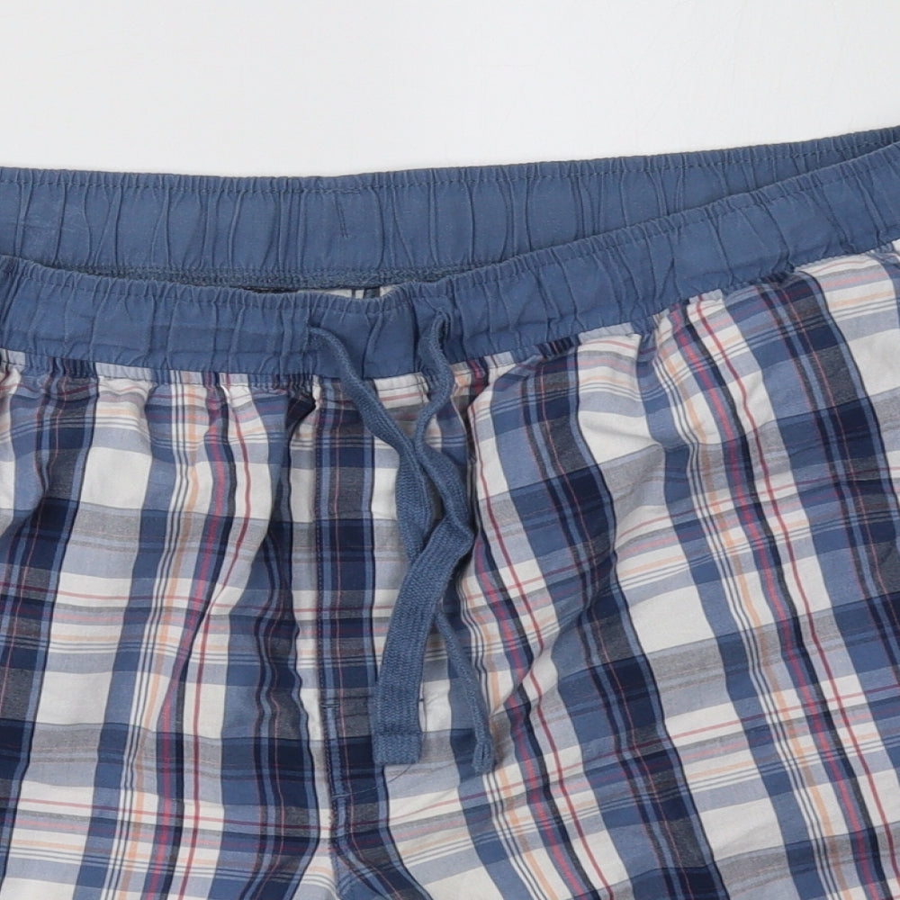 Marks and Spencer Mens Blue Check  Sweat Shorts Size XL