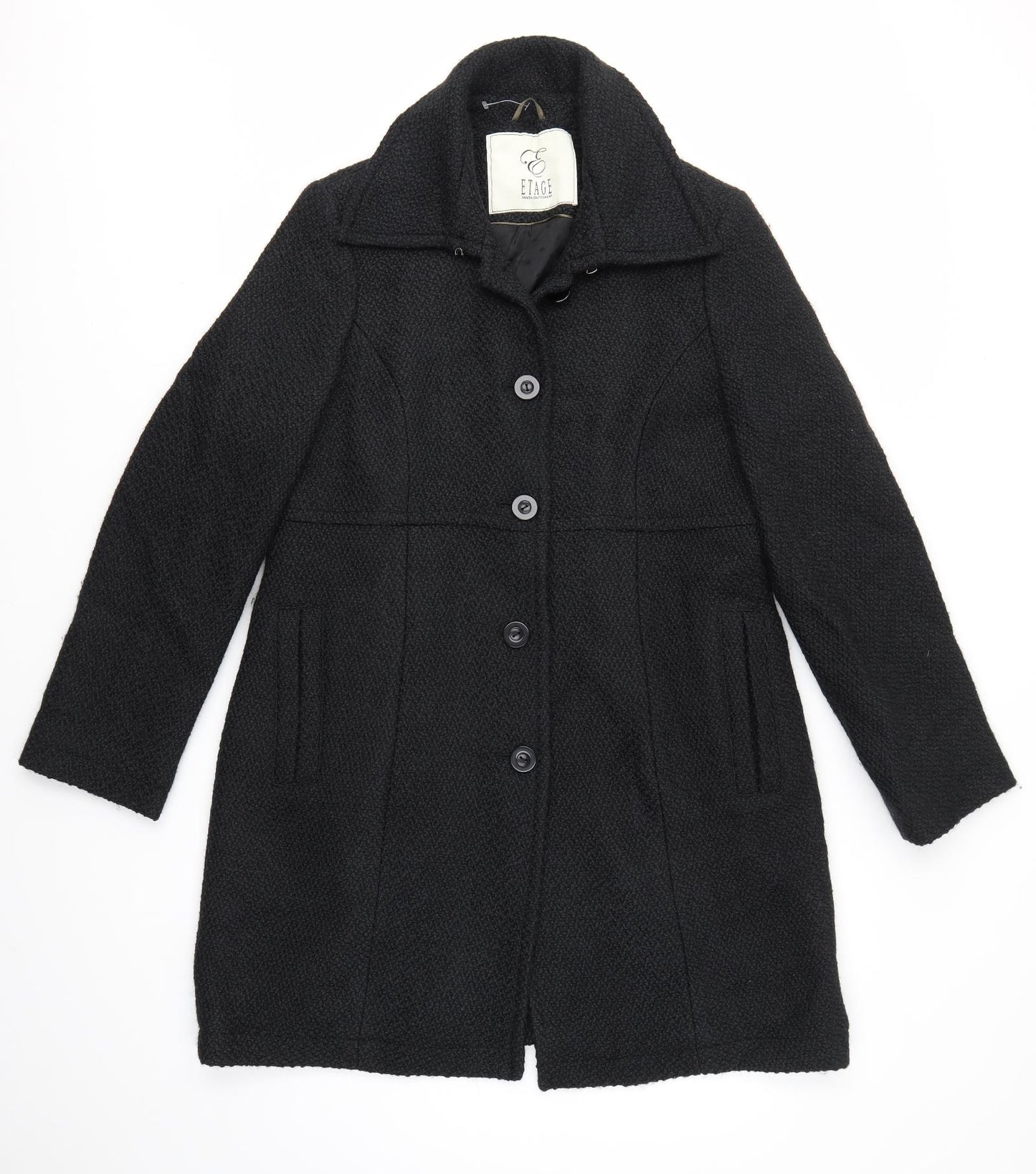 Etage Womens Black   Overcoat Coat Size 14
