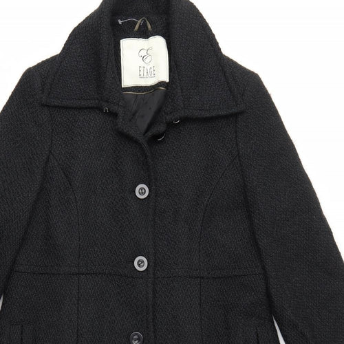 Etage Womens Black   Overcoat Coat Size 14