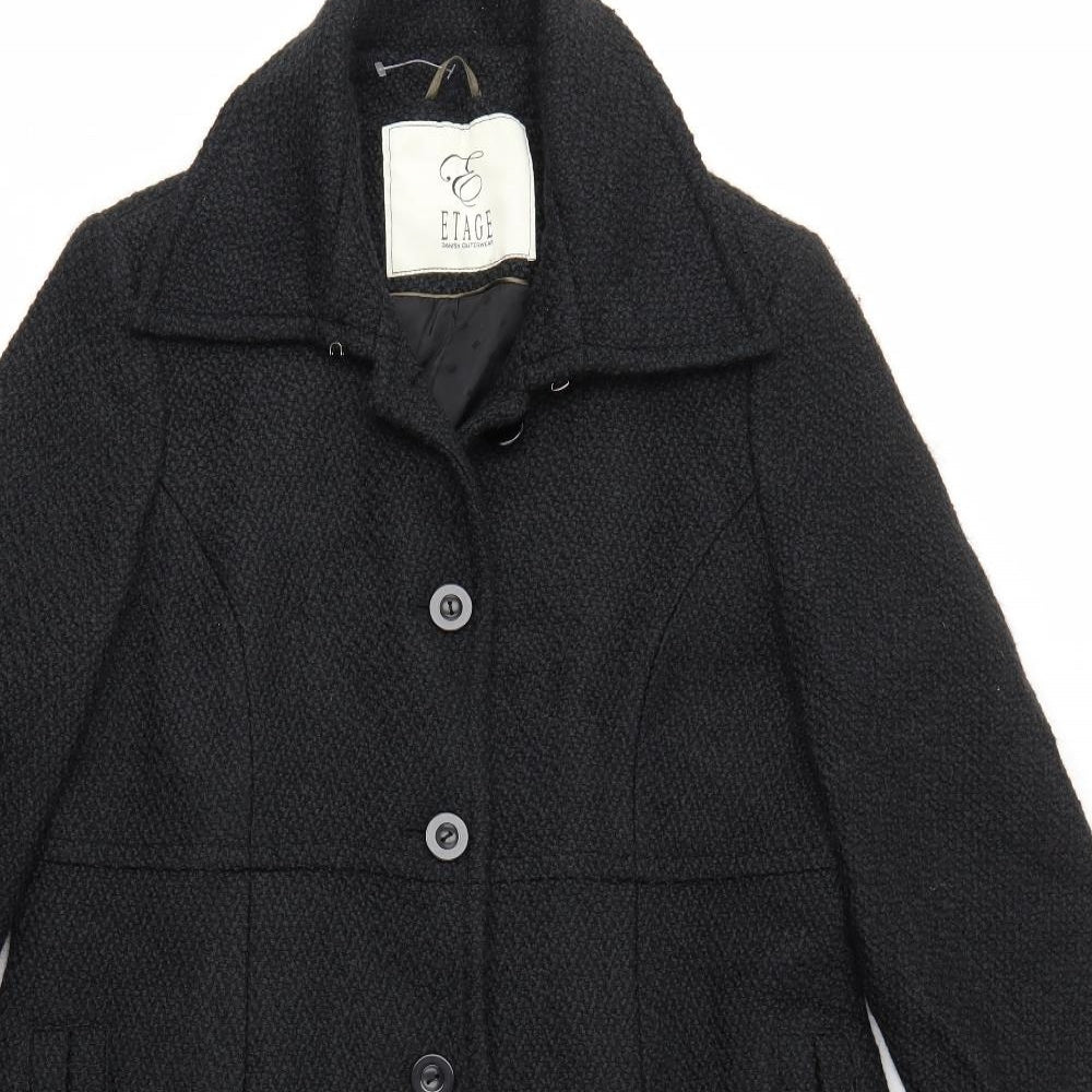 Etage Womens Black   Overcoat Coat Size 14