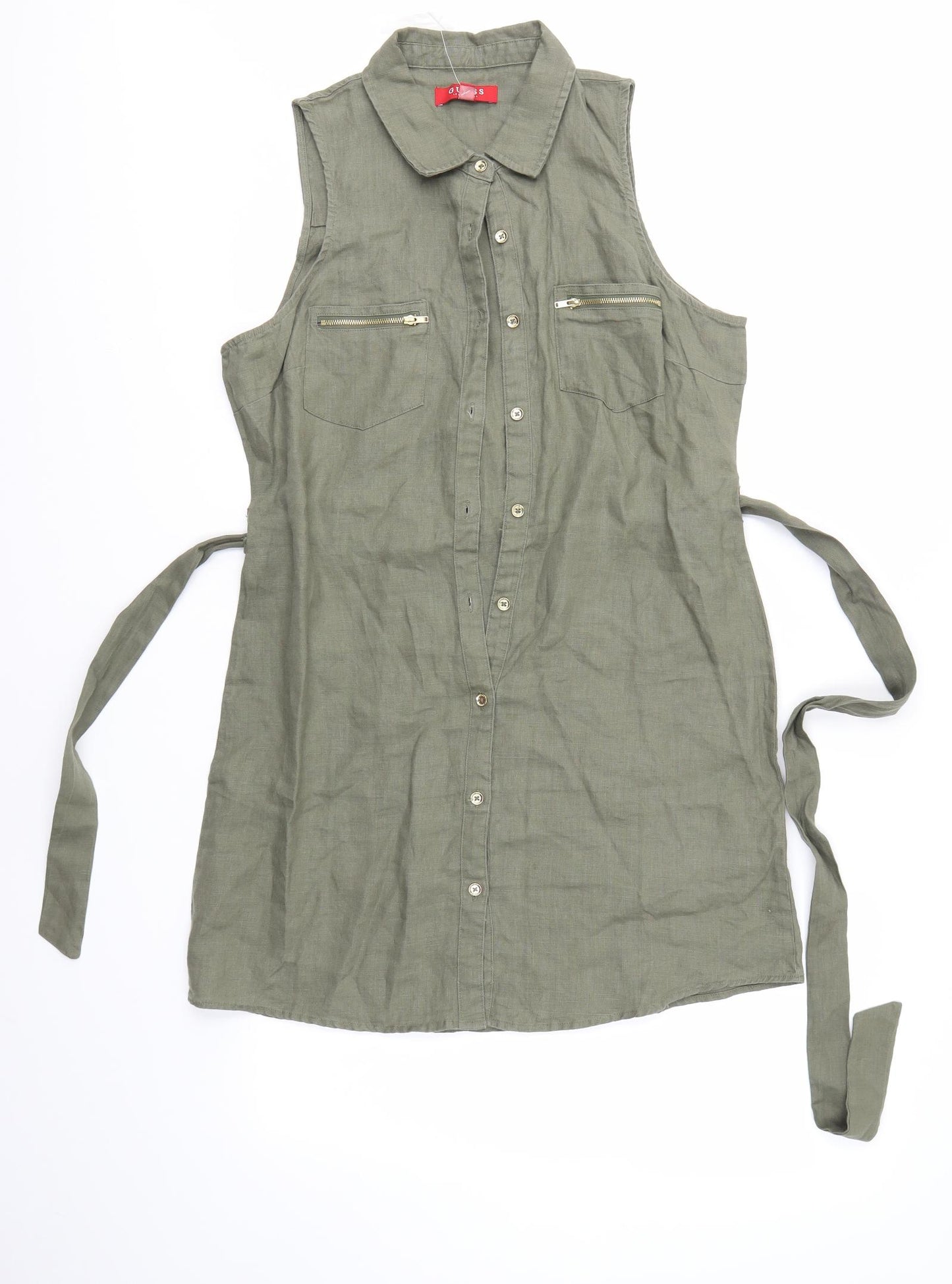 GUESS Womens Green   Shirt Dress  Size S