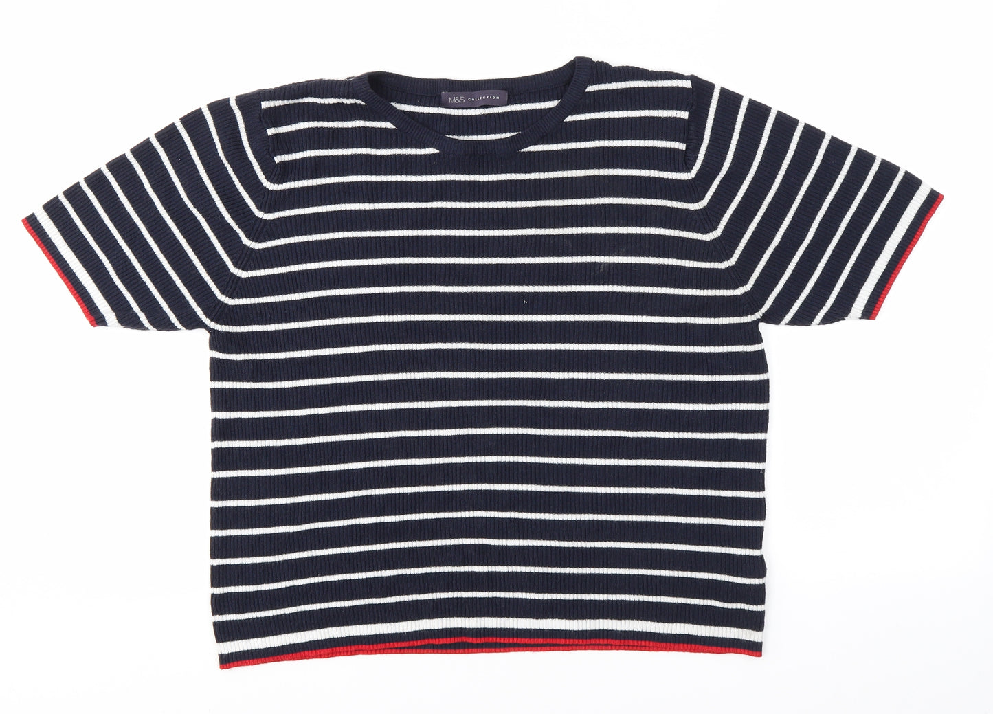M&S Womens Blue Striped  Basic Blouse Size 20