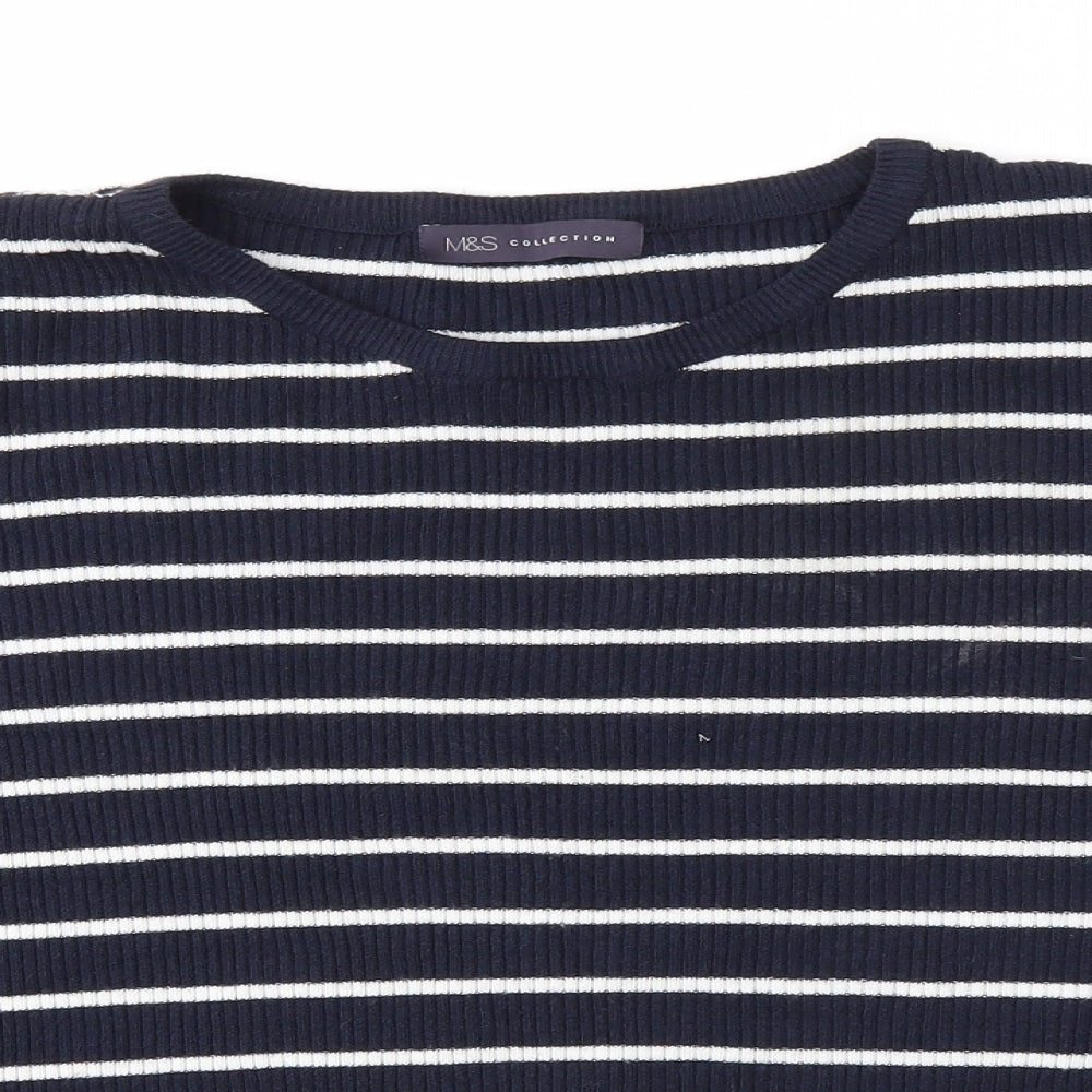 M&S Womens Blue Striped  Basic Blouse Size 20